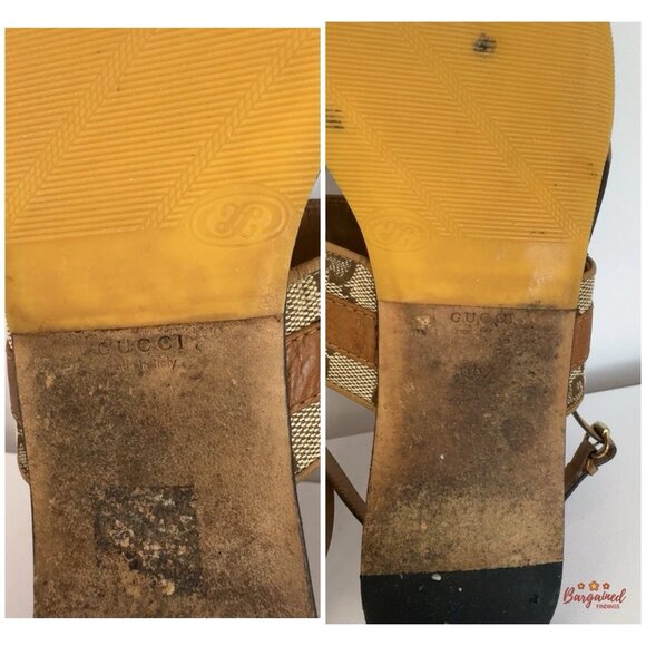 Authentic Gucci GG Monogram Brown Sandals Size 38.5/8.5 - Picture 9 of 10